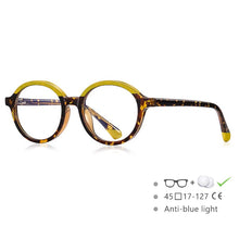 Load image into Gallery viewer, 54547 Teenagers Round Anti-Blue Light Glasses Frame  Stitching Color TR90 Material Youth Style Optical Frame