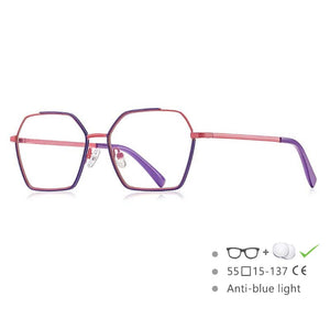 54548 Occhiali da donna anti-luce blu Montatura con cuciture a colori Montatura da vista da donna Gambe a molla Occhiali da vista per computer da ufficio 