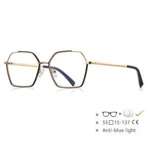 54548 Occhiali da donna anti-luce blu Montatura con cuciture a colori Montatura da vista da donna Gambe a molla Occhiali da vista per computer da ufficio 