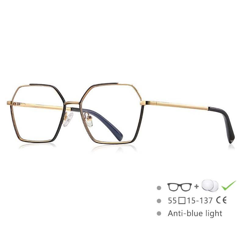 54548 Occhiali da donna anti-luce blu Montatura con cuciture a colori Montatura da vista da donna Gambe a molla Occhiali da vista per computer da ufficio 