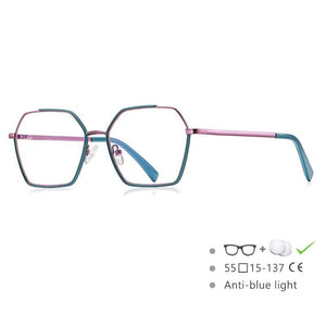54548 Occhiali da donna anti-luce blu Montatura con cuciture a colori Montatura da vista da donna Gambe a molla Occhiali da vista per computer da ufficio 