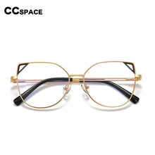 Carica l&#39;immagine nel visualizzatore di Gallery, 54549 Occhialini stile Cat Eye da donna in metallo con montatura completa, aste a molla, orecchie di gatto, anti luce blu 