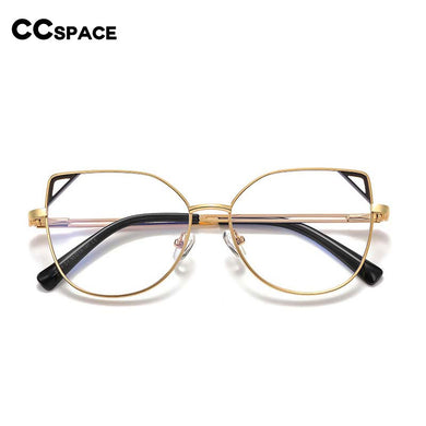 54549 Occhialini stile Cat Eye da donna in metallo con montatura completa, aste a molla, orecchie di gatto, anti luce blu 