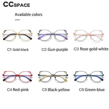 Carica l&#39;immagine nel visualizzatore di Gallery, 54549 Occhialini stile Cat Eye da donna in metallo con montatura completa, aste a molla, orecchie di gatto, anti luce blu 