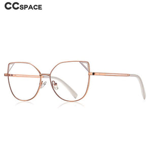 54549 Occhialini stile Cat Eye da donna in metallo con montatura completa, aste a molla, orecchie di gatto, anti luce blu 