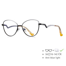 Load image into Gallery viewer, 54550 Personality Metal Cat Eye Ladies Full Frame Delicate Temple Design Anti-Blue Light Goggles