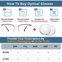 Load image into Gallery viewer, 54557 Men&#39;s Half Frame Metal Frame Anti-Blu-Ray Literature Computer Glasses Frame Prescription Glasses Classic Glasses