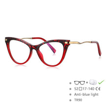 Load image into Gallery viewer, 54562 Cat Eye Ladies Prescription Glasses Leopard Frame Anti-Blue Light TR90 Glasses Frame Computer Eyeglasses