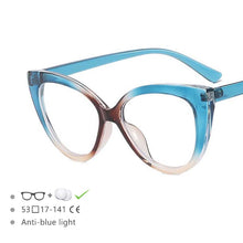 Load image into Gallery viewer, 54570 Large Frame Cat Eye Ladies Anti-Blue Light Frame Pc Glasses Frame Candy Stitching Color Eyeglasses