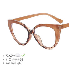Load image into Gallery viewer, 54570 Large Frame Cat Eye Ladies Anti-Blue Light Frame Pc Glasses Frame Candy Stitching Color Eyeglasses