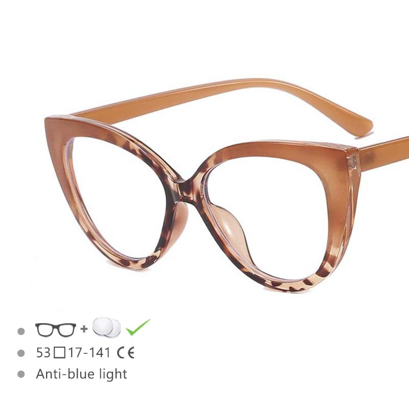 54570 Large Frame Cat Eye Ladies Anti-Blue Light Frame Pc Glasses Frame Candy Stitching Color Eyeglasses