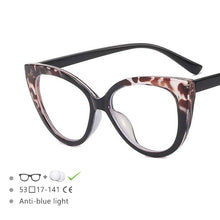 Load image into Gallery viewer, 54570 Large Frame Cat Eye Ladies Anti-Blue Light Frame Pc Glasses Frame Candy Stitching Color Eyeglasses