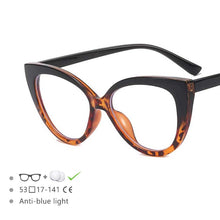 Load image into Gallery viewer, 54570 Large Frame Cat Eye Ladies Anti-Blue Light Frame Pc Glasses Frame Candy Stitching Color Eyeglasses