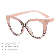 Load image into Gallery viewer, 54570 Large Frame Cat Eye Ladies Anti-Blue Light Frame Pc Glasses Frame Candy Stitching Color Eyeglasses