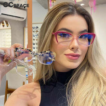 Load image into Gallery viewer, 54571 Brand Simple Cat Eye Ladies Large Frame Anti-Blue Light Frame Tr90 Material Computer Literature Glasses