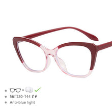 Load image into Gallery viewer, 54571 Brand Simple Cat Eye Ladies Large Frame Anti-Blue Light Frame Tr90 Material Computer Literature Glasses
