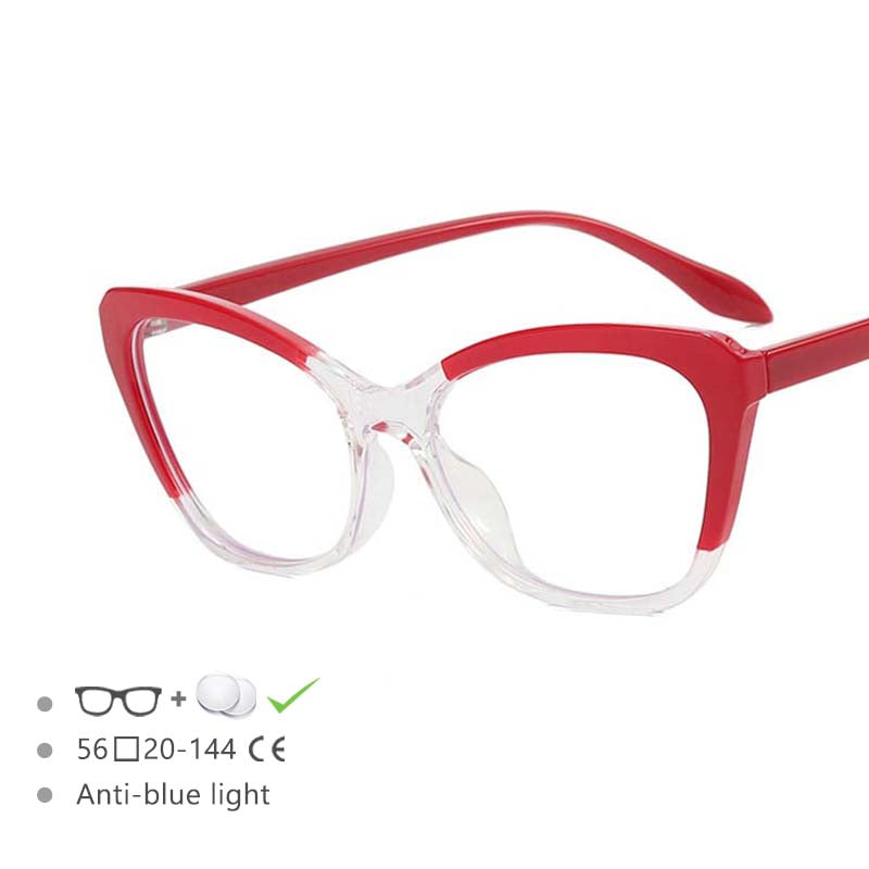 54571 Brand Simple Cat Eye Ladies Large Frame Anti-Blue Light Frame Tr90 Material Computer Literature Glasses