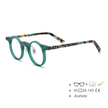 Load image into Gallery viewer, 54581 Retro Round Frame Floral Solid Color Stitching Plate Material High-End Women\&#39;s Glasses Frame