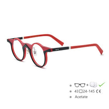 Load image into Gallery viewer, 54581 Retro Round Frame Floral Solid Color Stitching Plate Material High-End Women\&#39;s Glasses Frame