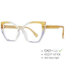 Load image into Gallery viewer, 54585 Ladies Anti-Blu-Ray Optical Frame Cat Eye Square Large Frame Eye Protection Splicing Color Eyeglasses