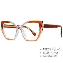 Load image into Gallery viewer, 54585 Ladies Anti-Blu-Ray Optical Frame Cat Eye Square Large Frame Eye Protection Splicing Color Eyeglasses