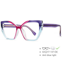 Load image into Gallery viewer, 54585 Ladies Anti-Blu-Ray Optical Frame Cat Eye Square Large Frame Eye Protection Splicing Color Eyeglasses