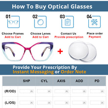 Load image into Gallery viewer, 54585 Ladies Anti-Blu-Ray Optical Frame Cat Eye Square Large Frame Eye Protection Splicing Color Eyeglasses