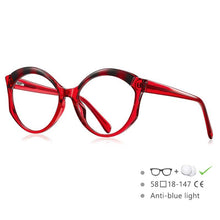 Load image into Gallery viewer, 54586  Large Frame Cat Eye Round Optical Prescription Glasses Frame Stitching Color TR90 Women&#39;s Anti-Blue Light Glasses Frame