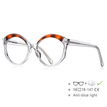 Load image into Gallery viewer, 54586  Large Frame Cat Eye Round Optical Prescription Glasses Frame Stitching Color TR90 Women&#39;s Anti-Blue Light Glasses Frame