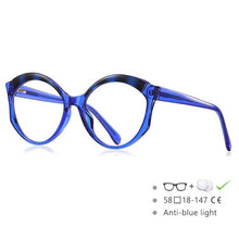 Load image into Gallery viewer, 54586  Large Frame Cat Eye Round Optical Prescription Glasses Frame Stitching Color TR90 Women&#39;s Anti-Blue Light Glasses Frame