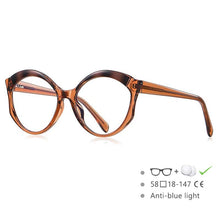 Load image into Gallery viewer, 54586  Large Frame Cat Eye Round Optical Prescription Glasses Frame Stitching Color TR90 Women&#39;s Anti-Blue Light Glasses Frame