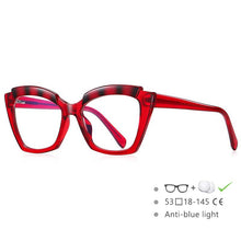 Load image into Gallery viewer, 54587 Brand Cat Eye Square Frame Large Frame Stitching Color TR90 Women's Anti-Blue Light Glasses Frame Oculos De Grau