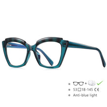 Load image into Gallery viewer, 54587 Brand Cat Eye Square Frame Large Frame Stitching Color TR90 Women's Anti-Blue Light Glasses Frame Oculos De Grau