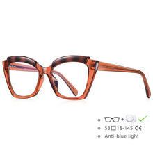 Load image into Gallery viewer, 54587 Brand Cat Eye Square Frame Large Frame Stitching Color TR90 Women's Anti-Blue Light Glasses Frame Oculos De Grau