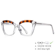 Load image into Gallery viewer, 54587 Brand Cat Eye Square Frame Large Frame Stitching Color TR90 Women's Anti-Blue Light Glasses Frame Oculos De Grau