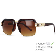 Load image into Gallery viewer, 54599 Brand Design Men&#39;s Sun Glasses Wide Eyebrow Half Frame Square Large Frame  Outdoor Goggles UV400