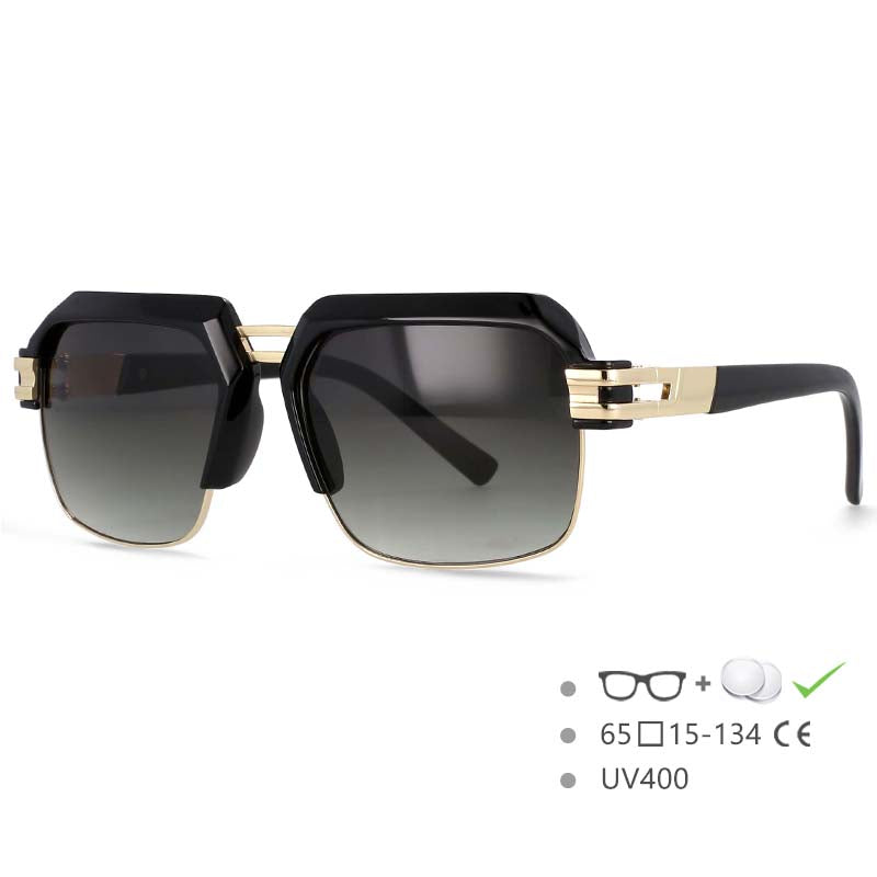 54599 Brand Design Men's Sun Glasses Wide Eyebrow Half Frame Square Large Frame  Outdoor Goggles UV400