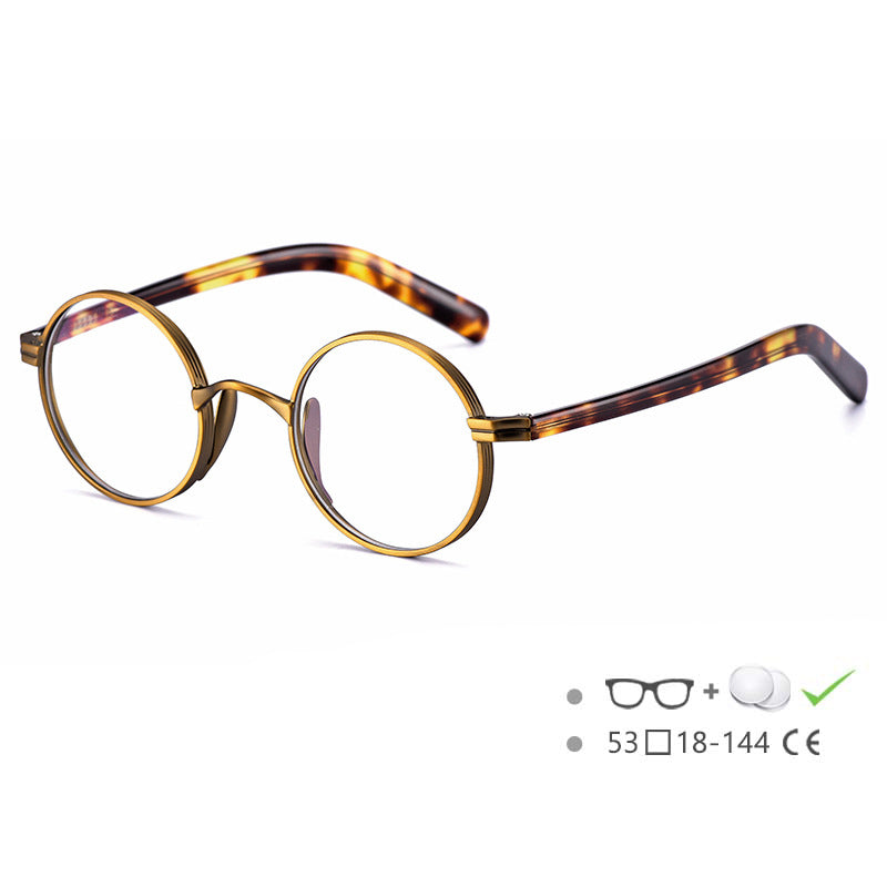54604 Retro Titanium Round Frame Reading Glasses Men Alloy Glasses Frame Male Square Eye Myopia Prescription Eyeglasses