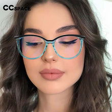 Load image into Gallery viewer, 54612 Ladies Cat Eye Round Large Frame Eyebrows Frame Anti-Blue Light Glasses Frame High-Grade Super Light Lenses