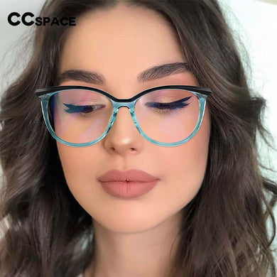 54612 Ladies Cat Eye Round Large Frame Eyebrows Frame Anti-Blue Light Glasses Frame High-Grade Super Light Lenses