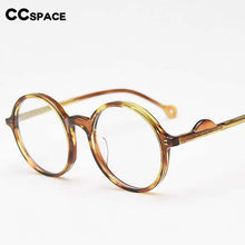 Load image into Gallery viewer, 54613 Retro Round Acetate Glasses Frame Men&#39;s Women&#39;s Literature Can Be Equipped with Optical Prescription Lenses