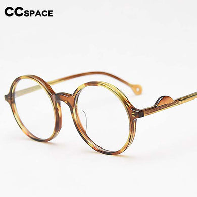 54613 Retro Round Acetate Glasses Frame Men's Women's Literature Can Be Equipped with Optical Prescription Lenses