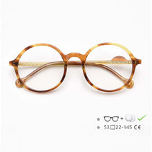 Load image into Gallery viewer, 54613 Retro Round Acetate Glasses Frame Men&#39;s Women&#39;s Literature Can Be Equipped with Optical Prescription Lenses