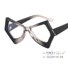 Load image into Gallery viewer, 54620 Retro Polygon Anti-Blue Light Glasses Frame Cat Eye Exaggerated Men Women Large Frame Eye Protection Decorative Glasses
