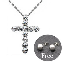 Load image into Gallery viewer, 5A Zirconia Cross Crystal Pendants Silver-Plate Box Chain Necklace Female Choker Necklaces Fashion Jewelry Gifts For Women Girls