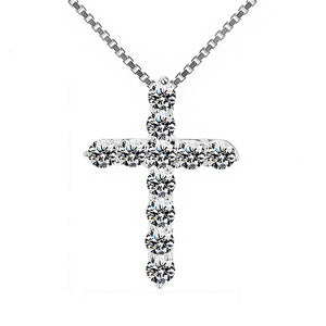5A Zirconia Cross Crystal Pendants Silver-Plate Box Chain Necklace Female Choker Necklaces Fashion Jewelry Gifts For Women Girls