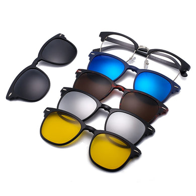 5PCS Magnetic Polarized Clip On Sunglasses Women Men Plastic Frame for Night Driving Sunglasses UV400