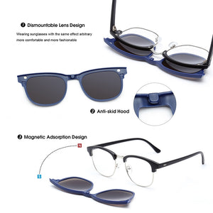 5PCS Magnetic Polarized Clip On Sunglasses Women Men Plastic Frame for Night Driving Sunglasses UV400