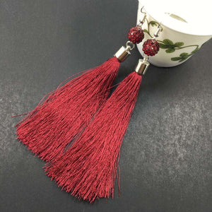 5pair(10pcs) Dark Red Color Tassel Long Earring For Women Wedding Shamballa Drop Tassel Earrings Wholesale