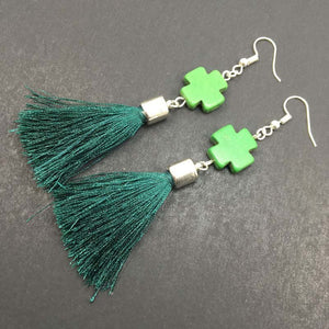 5pair Green Stone Tassel Earring For Women Jewelry